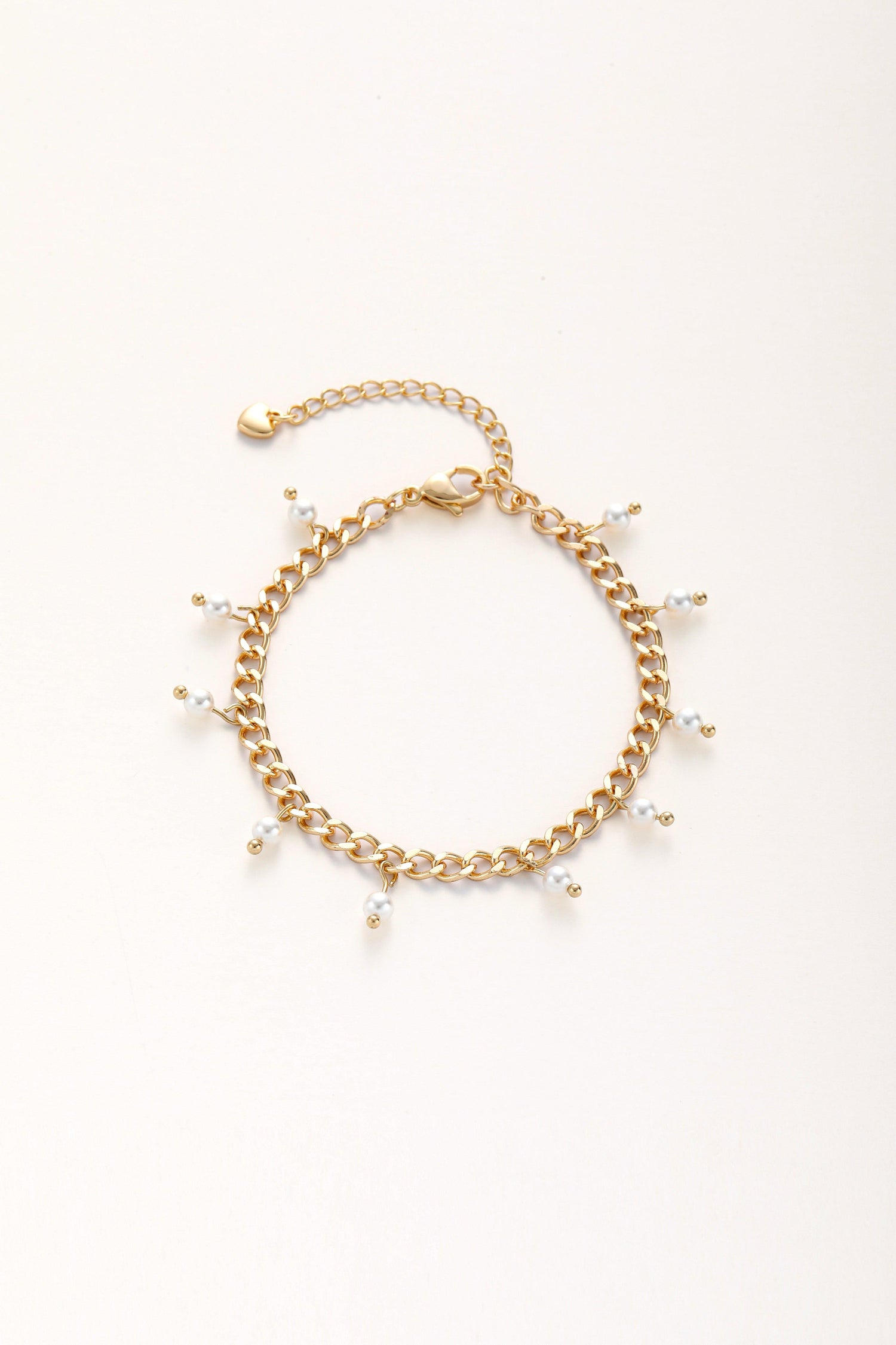 Dainty Pearl Charms Chain Bracelet