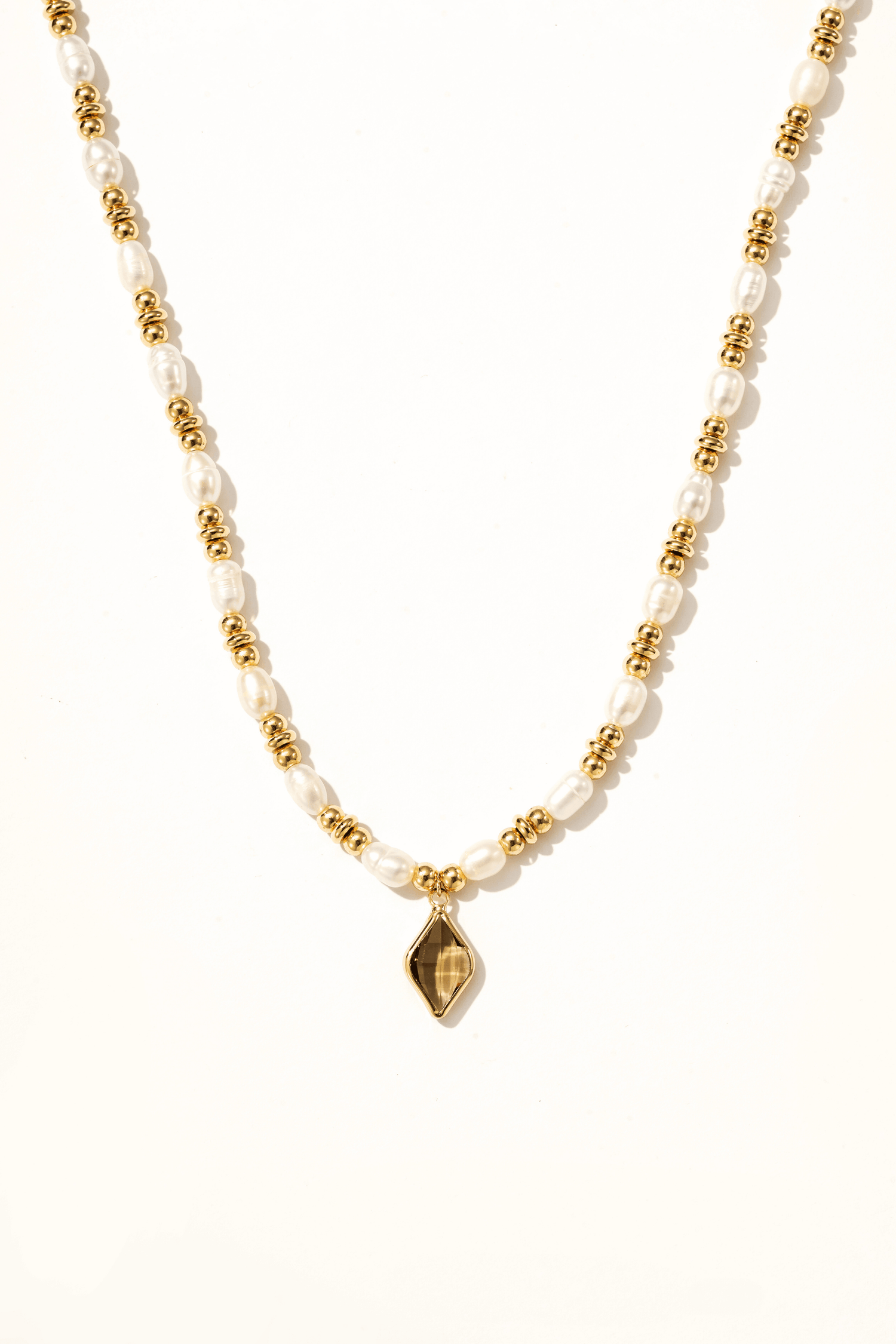 Kiana Crystal Drop Pearl Beaded Necklace