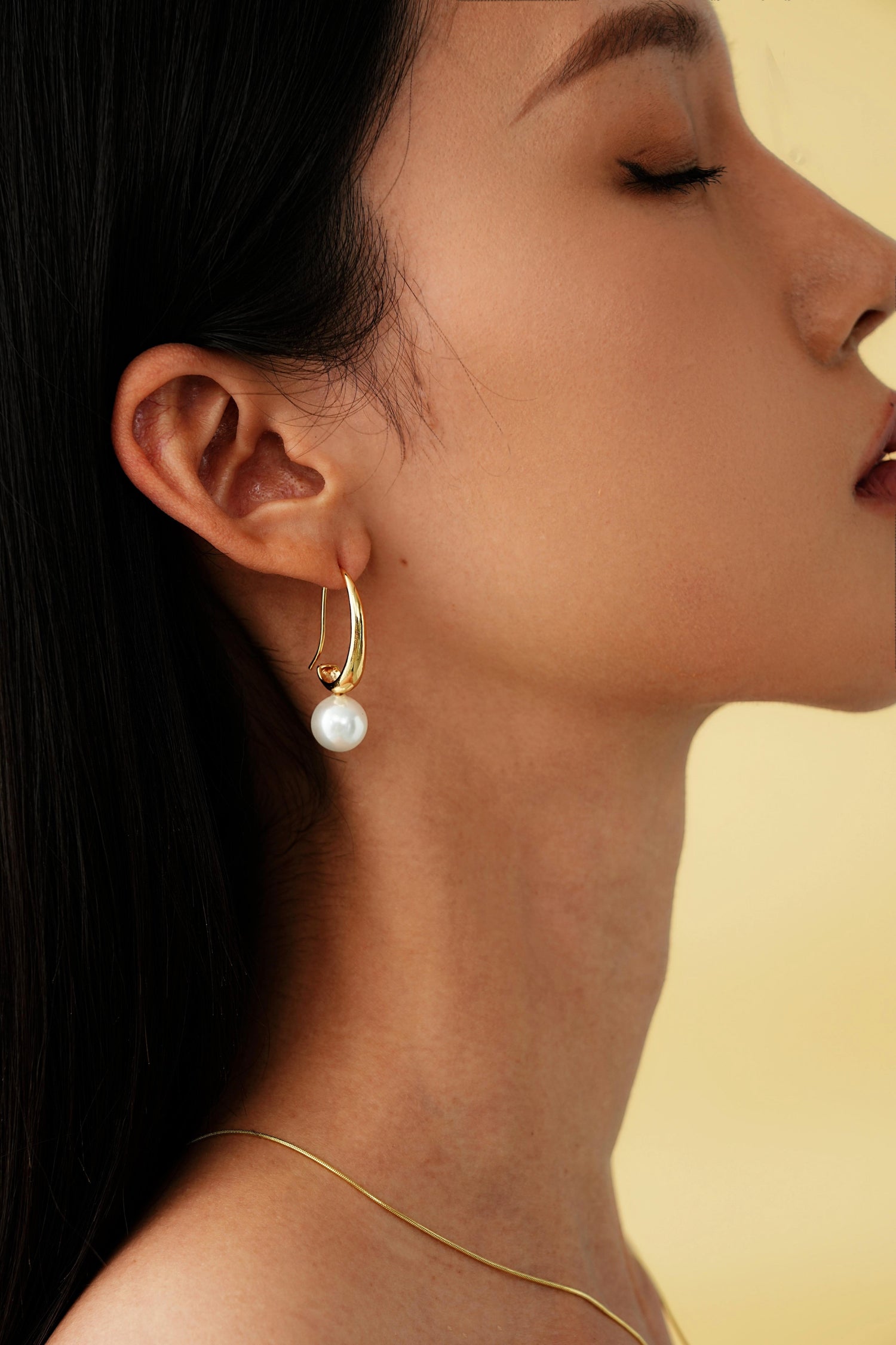 Angular Pearl Drop Earrings