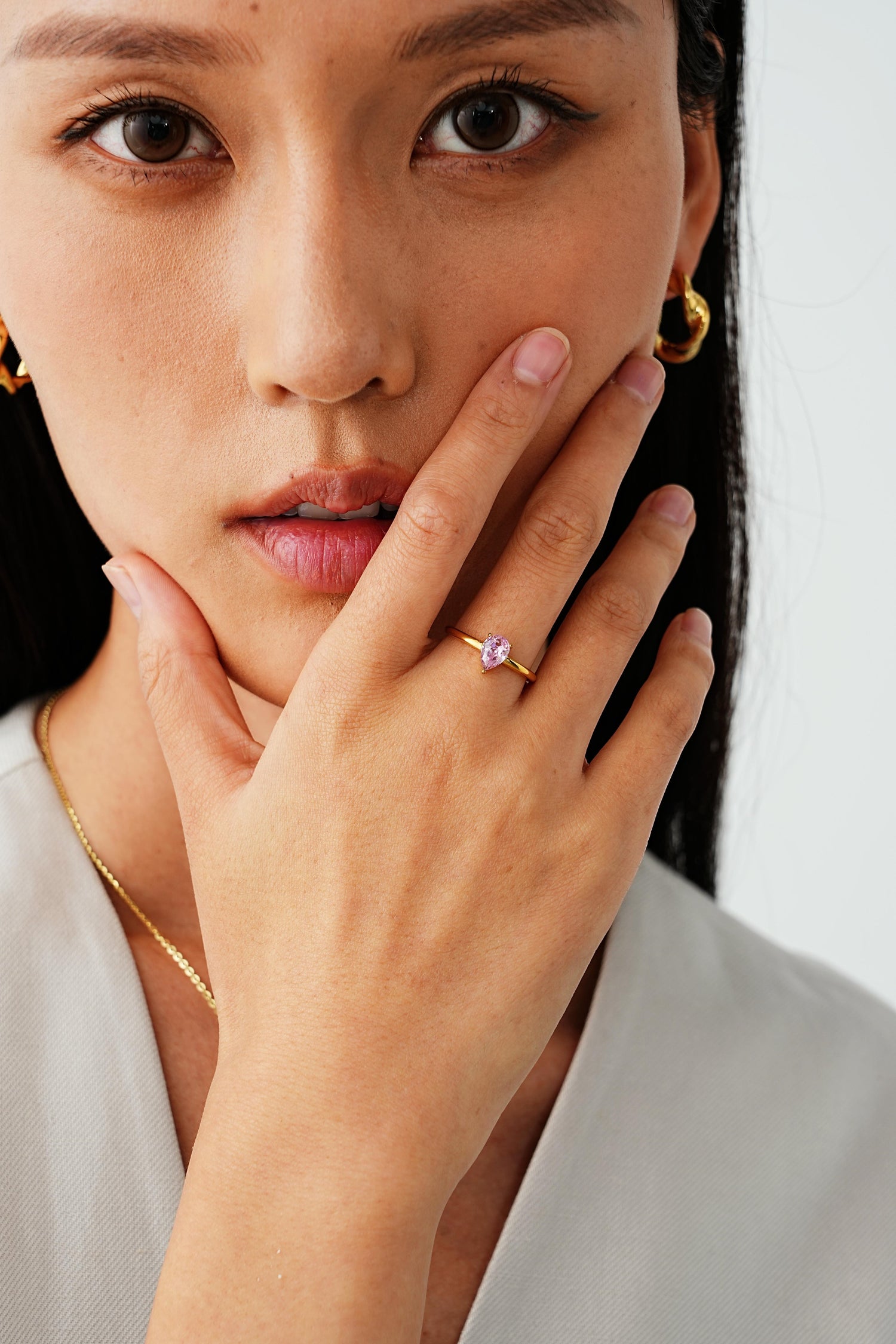 Pink Sparkling Zircon Ring